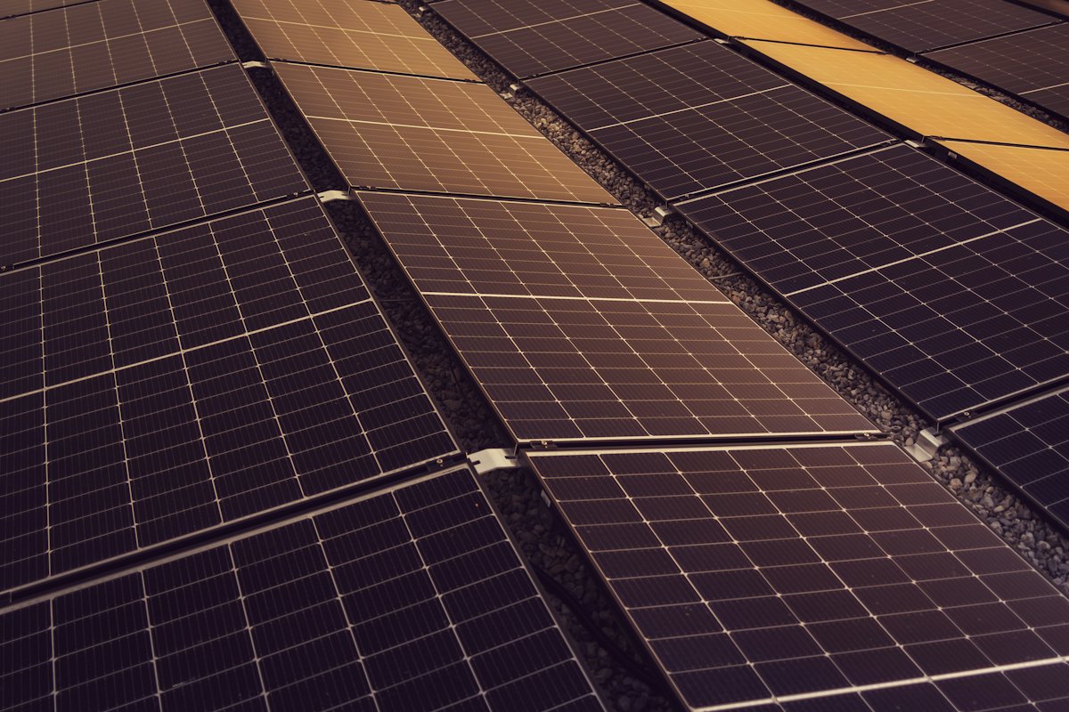 Rows of solar panels on a roof
